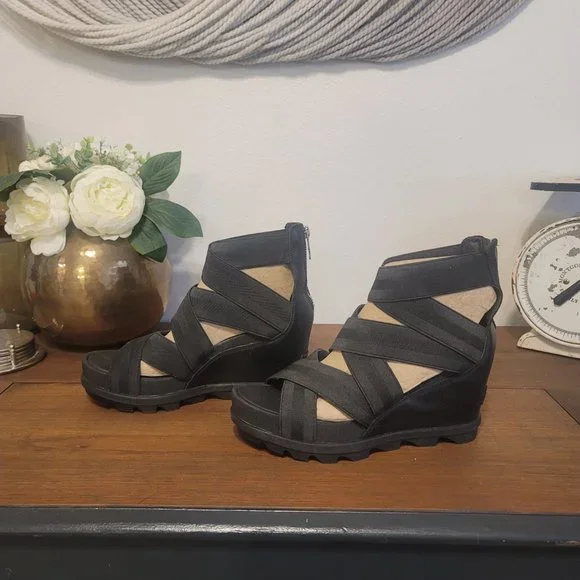NIB Sorel Joanie Strap Wedge Heels Sz 8.5 - Picture 3 of 9
